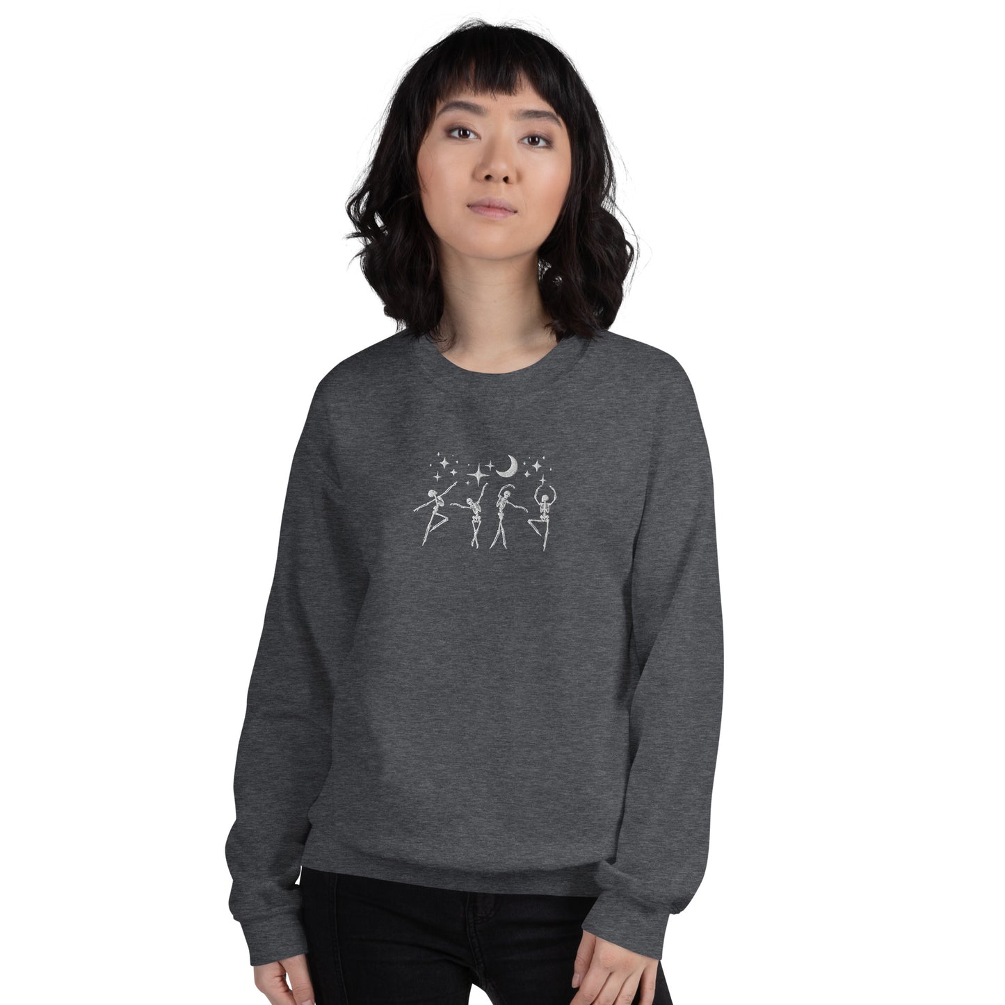 "Dancing Skeletons" Embroidered Halloween Spooky Crewneck Sweatshirt *Free Shipping*