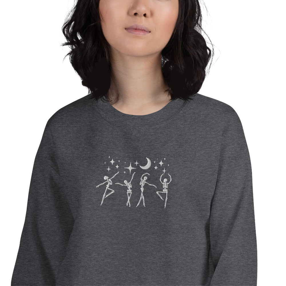 "Dancing Skeletons" Embroidered Halloween Spooky Crewneck Sweatshirt *Free Shipping*