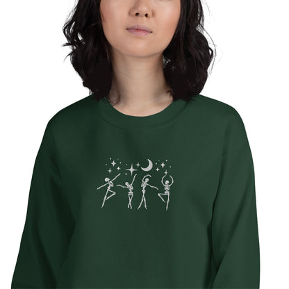 "Dancing Skeletons" Embroidered Halloween Spooky Crewneck Sweatshirt *Free Shipping*