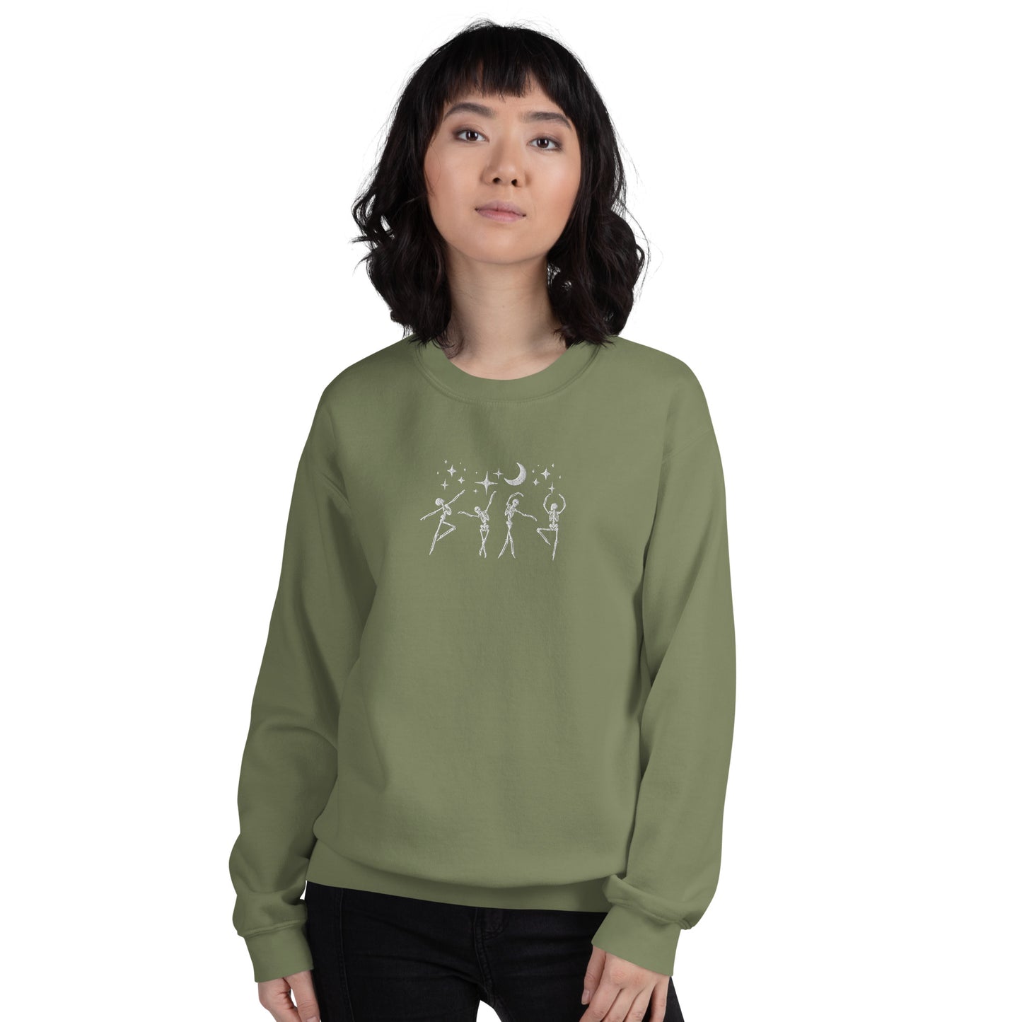 "Dancing Skeletons" Embroidered Halloween Spooky Crewneck Sweatshirt *Free Shipping*