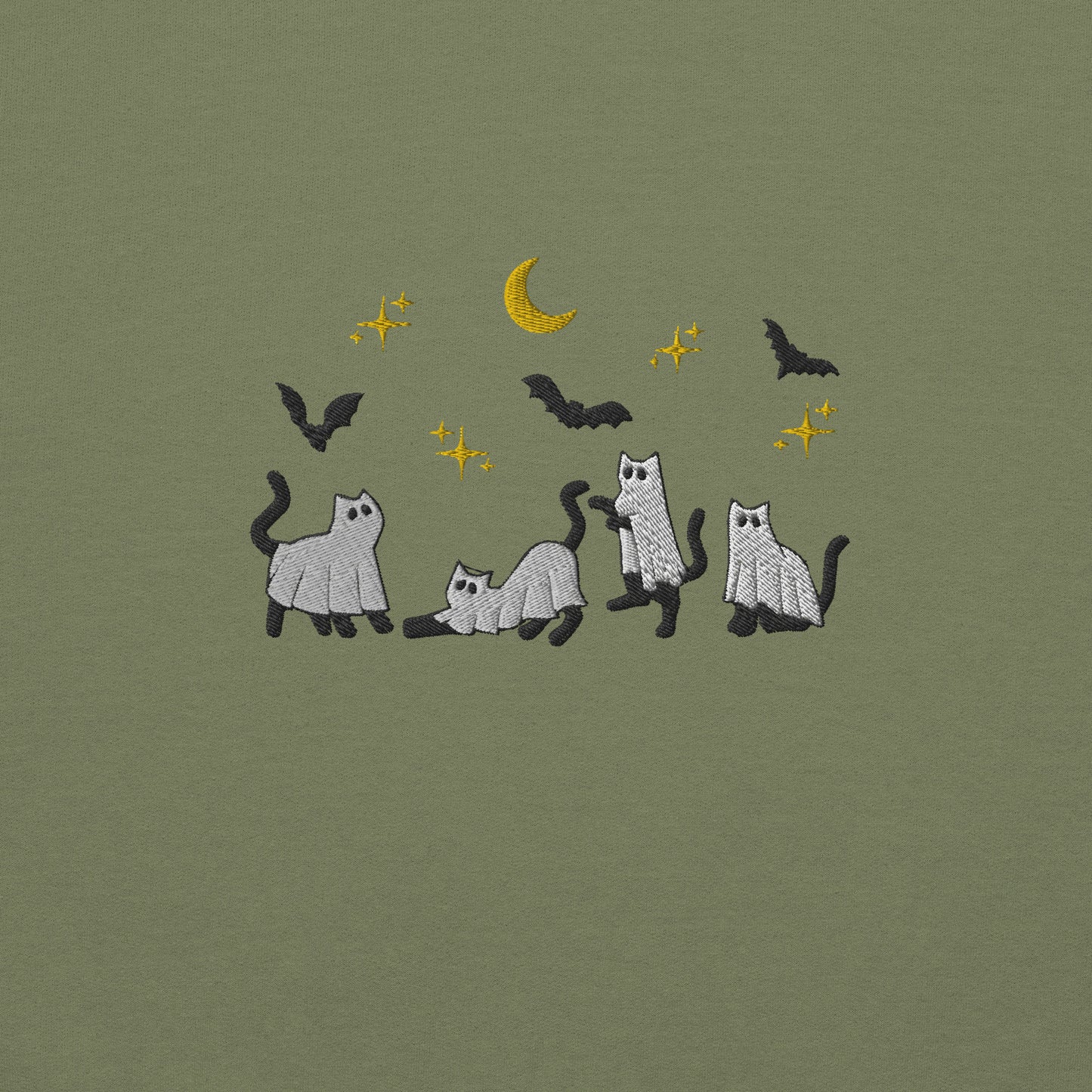 "Spooky Cats" Embroidered Halloween Crewneck Sweatshirt