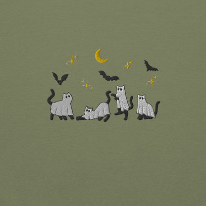 "Spooky Cats" Embroidered Halloween Crewneck Sweatshirt