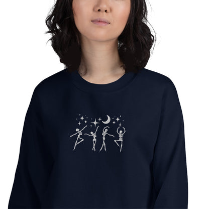 "Dancing Skeletons" Embroidered Halloween Spooky Crewneck Sweatshirt *Free Shipping*