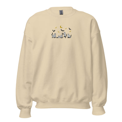 "Spooky Cats" Embroidered Halloween Crewneck Sweatshirt