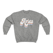 Aries oversized crewneck sweatshirt, Retro Rainbow Pastel Sweat shirt, Gift for Aries woman, Zodiac Horoscope, trendy aesthetic sun sign