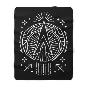 Sagittarius Arrow Zodiac Astrology "Intent" Black Sherpa Fleece Blanket