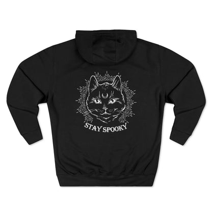 "Stay Spooky" Midnight Familiar Black Cat Hoodie - Fractalista Designs