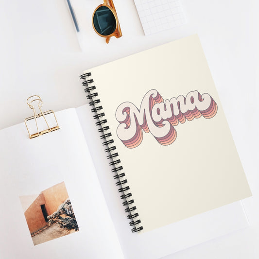 Retro Pink Mama Spiral Notebook - Ruled Line - Fractalista Designs
