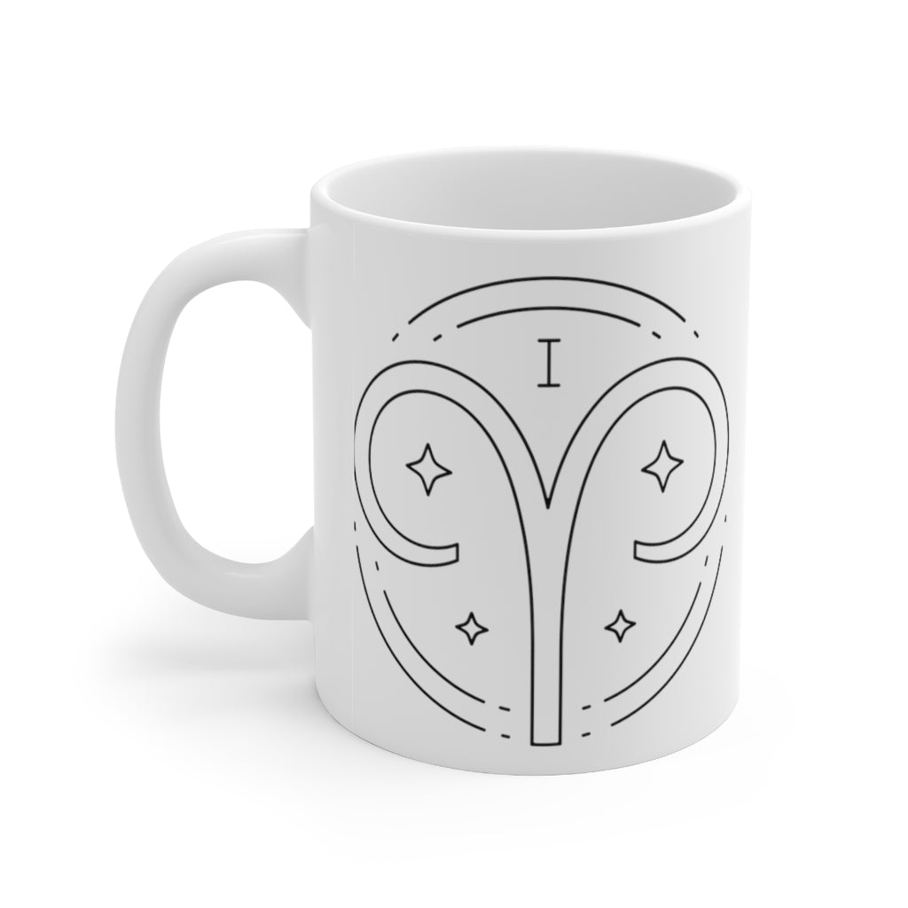 Aries Symbol Zodiac Ram Astrology Ceramic Mug 11oz - Fractalista Designs