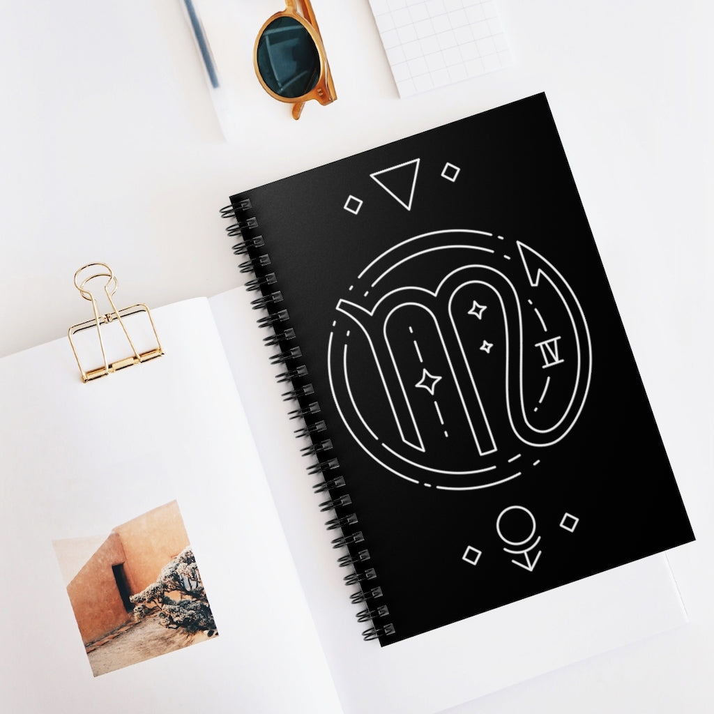 "Power" Scorpio Symbol Spiral Notebook - Ruled Line - Fractalista Designs
