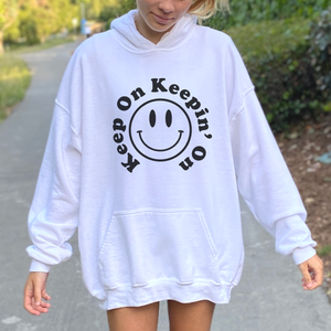 Keep on Keeping on Classic Retro Smiley Face Oversized Hoodie