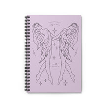 Gemini "Dynamic" Twin Goddesses Zodiac Astrology Spiral Notebook in Orchid