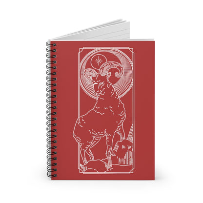 Aries Ram "I AM" Zodiac Astrology Spiral Notebook in Deep Red - Fractalista Designs