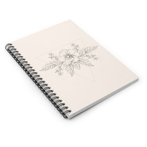 Anemone Simple Flower Geometric Tattoo Design "Wild Geometry" Spiral Notebook in Linen