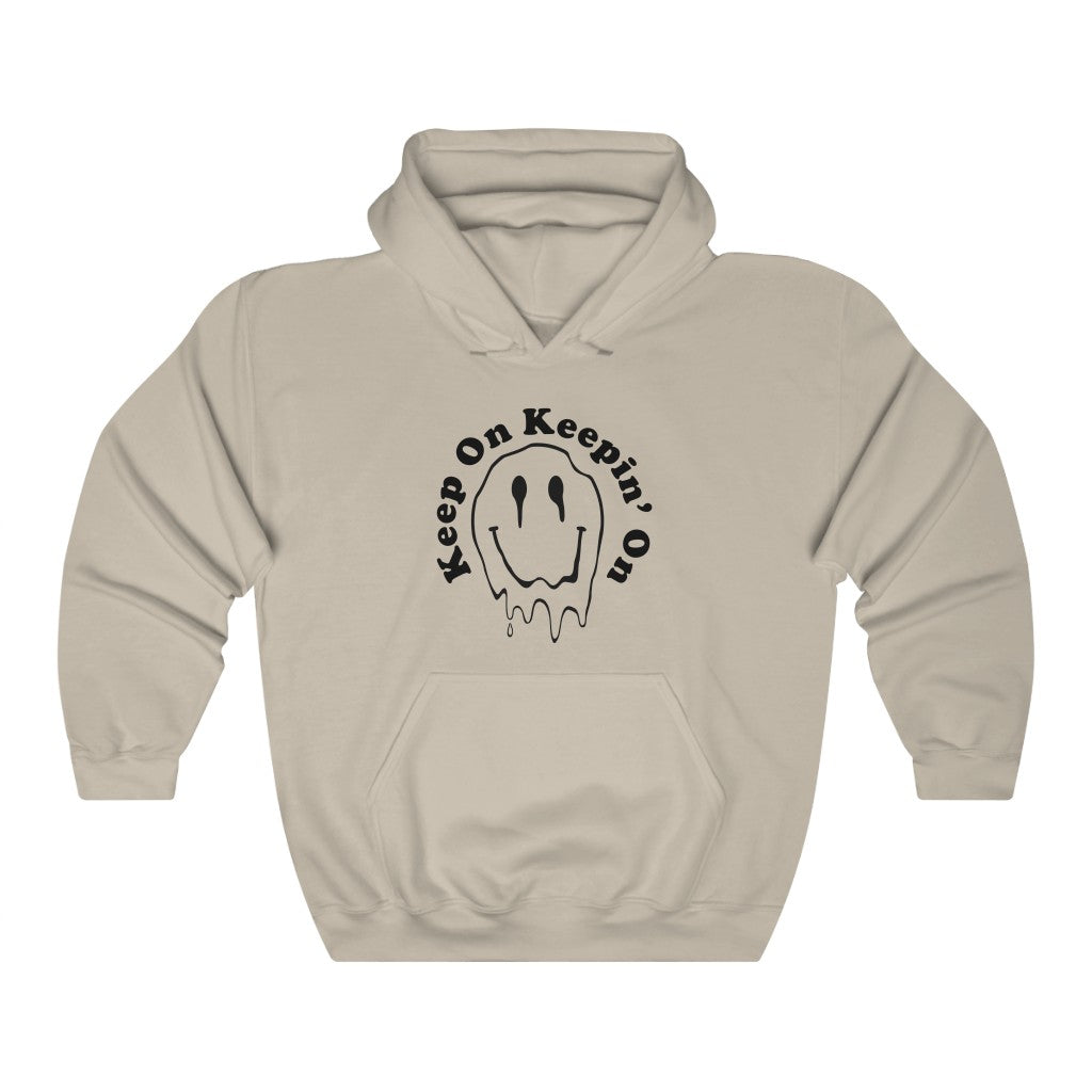 Keep on Keeping on Melting Smiley Face Hoodie