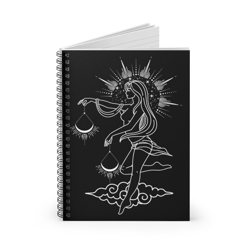 "Grace" Libra Goddess Spiral Notebook - Ruled Line - Fractalista Designs