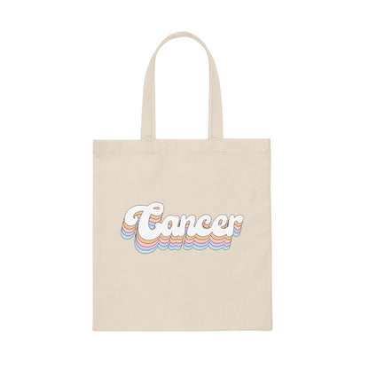Cancer Retro Rainbow Canvas Tote Bag - Fractalista Designs