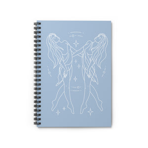 Gemini "Dynamic" Twin Goddesses Zodiac Astrology Spiral Notebook in Cerulean