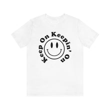 Retro Smiley Face "Keep on Keepin' on" oversized tee shirt, 90s y2k grunge smiley face
