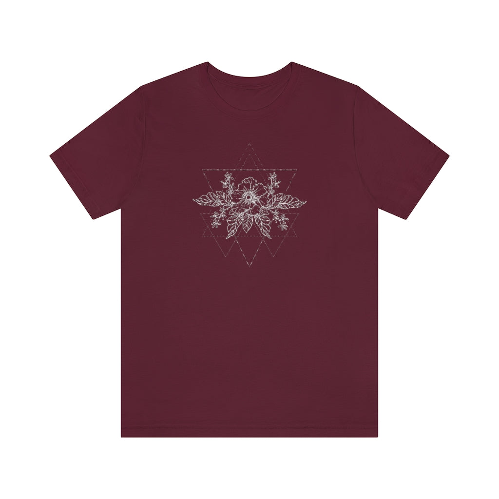 Anemone Simple Flower Geometric Tattoo Design "Wild Geometry" Unisex Jersey Short Sleeve Tee - Fractalista Designs