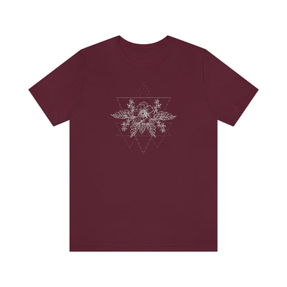 Anemone Simple Flower Geometric Tattoo Design "Wild Geometry" Unisex Jersey Short Sleeve Tee - Fractalista Designs