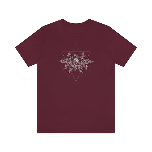 Anemone Simple Flower Geometric Tattoo Design "Wild Geometry" Unisex Jersey Short Sleeve Tee - Fractalista Designs