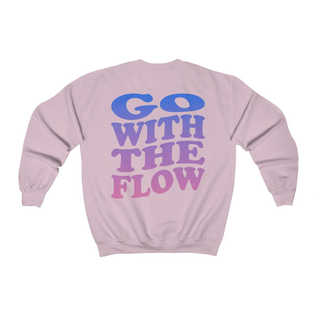 Go with the Flow - 90's y2k Wavy Words on Back Oversized Crewneck sweatshirt