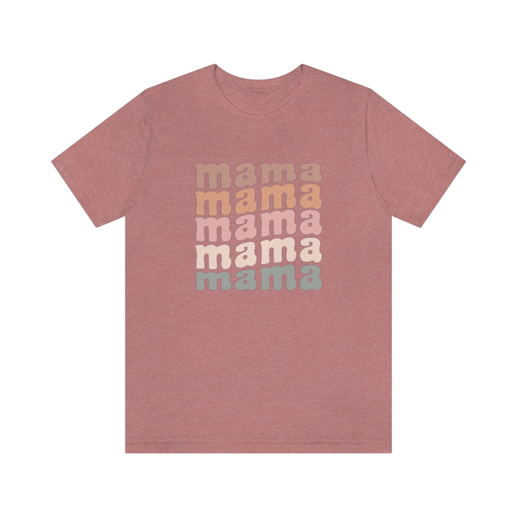 Mama Retro T-Shirt, Stacked Wavy Words