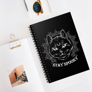 "Stay Spooky" Midnight Familiar Black Cat Spiral Notebook - Ruled Line