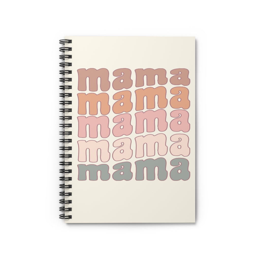 Retro Pink Stacked Mama Spiral Notebook - Ruled Line - Fractalista Designs
