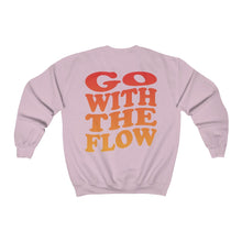 Go with the Flow - Retro wavy text on back, 90s y2k sweatshirt Unisex Heavy Blend Crewneck Sweatshirt