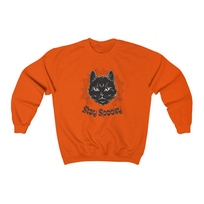 "Stay Spooky" Black Cat Halloween Crewneck Sweatshirt - Fractalista Designs