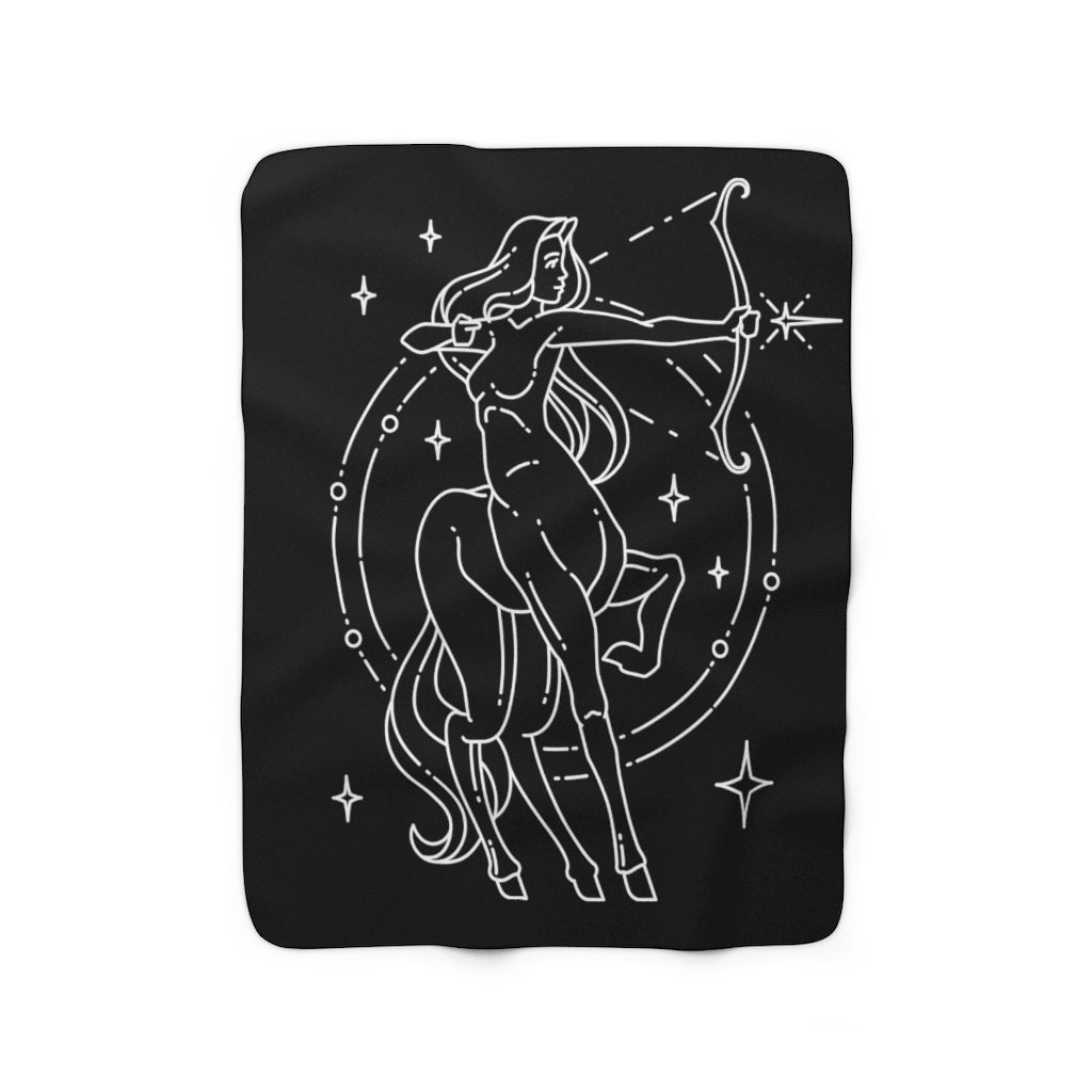 Sagittarius Centaur Zodiac Astrology Goddess "Aspire" Sherpa Fleece Blanket - Fractalista Designs