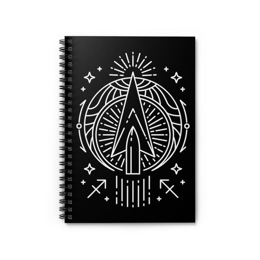Sagittarius Arrow Zodiac Astrology "Intent" Spiral Notebook - Ruled Line - Fractalista Designs