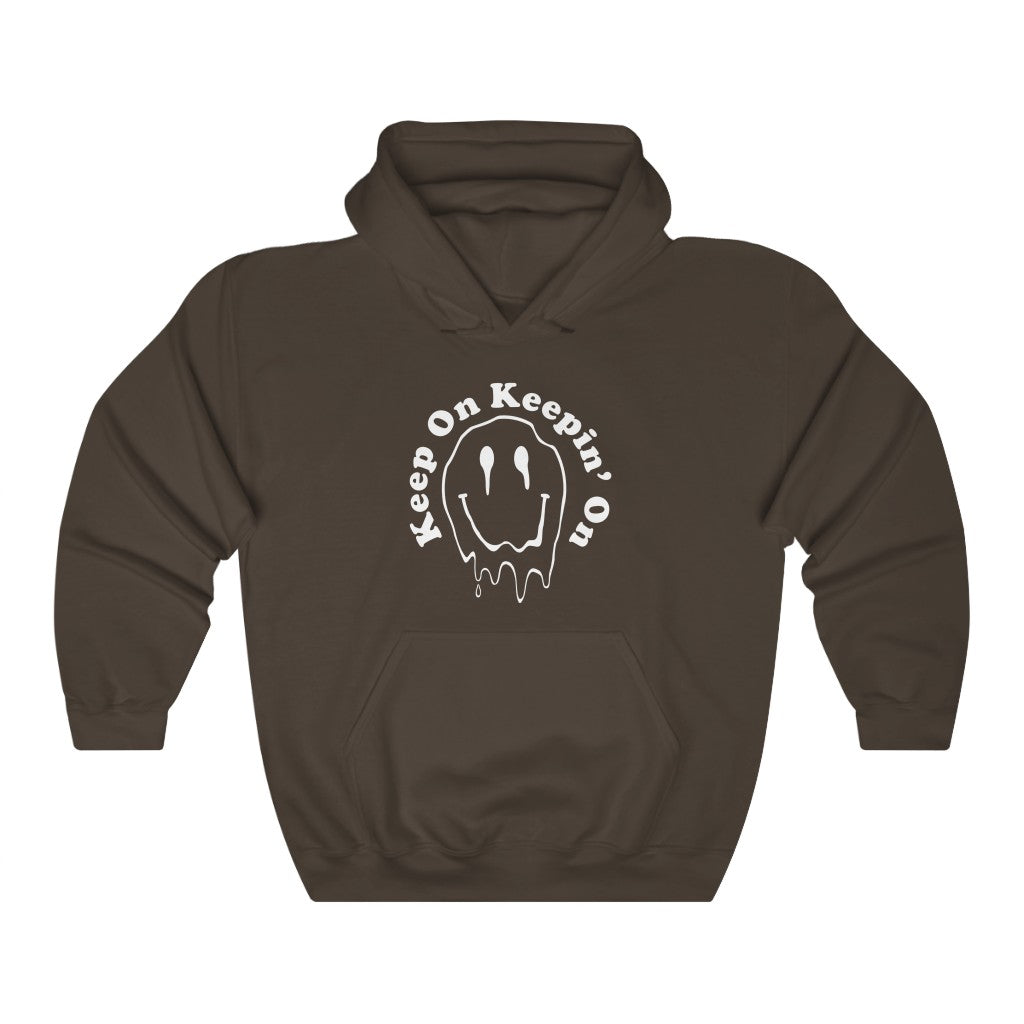 Keep on Keeping on Melting Smiley Face Hoodie