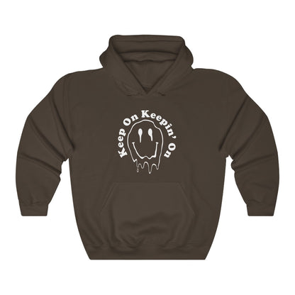 Keep on Keeping on Melting Smiley Face Hoodie