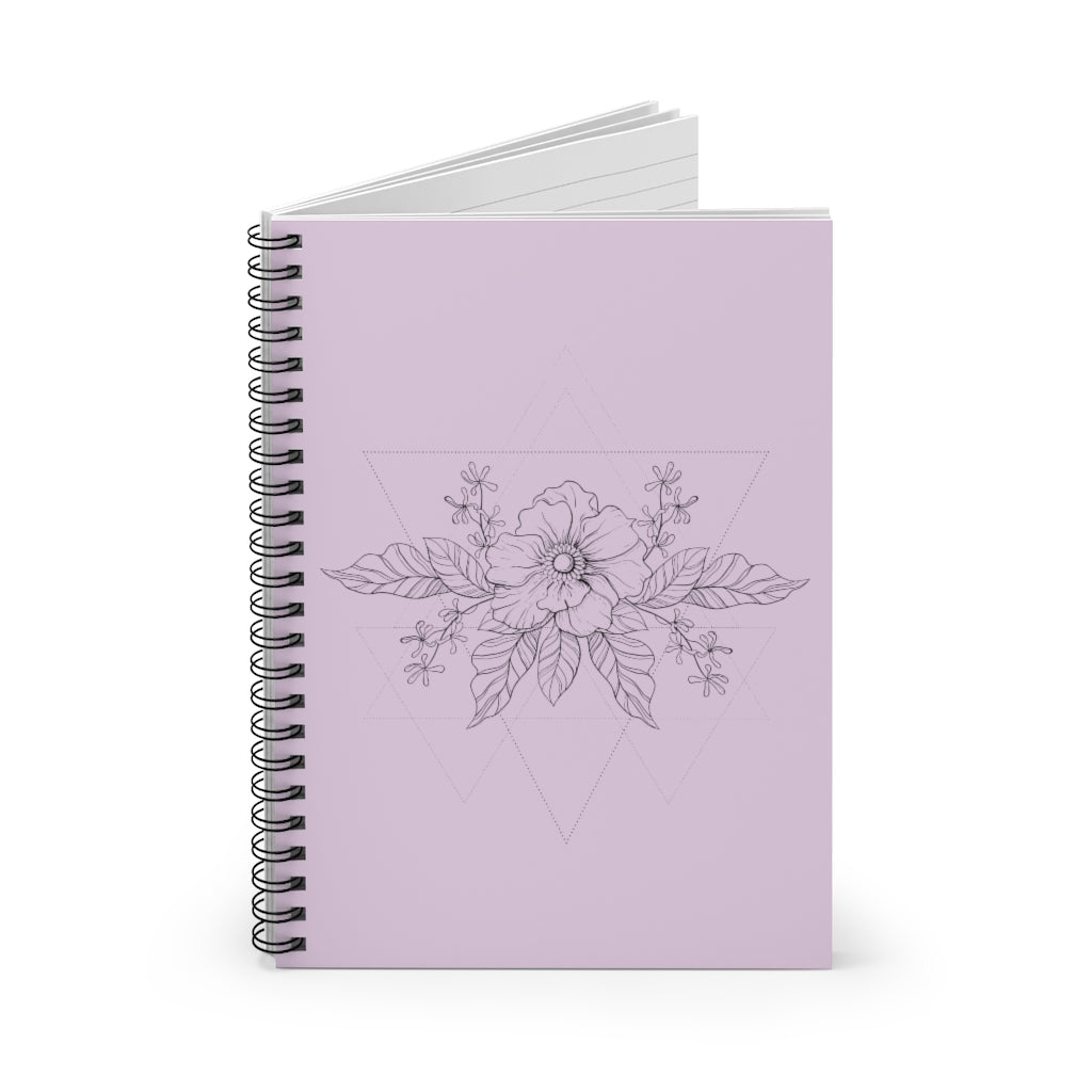 Anemone Simple Flower Geometric Tattoo Design "Wild Geometry" Spiral Notebook in Orchid - Fractalista Designs
