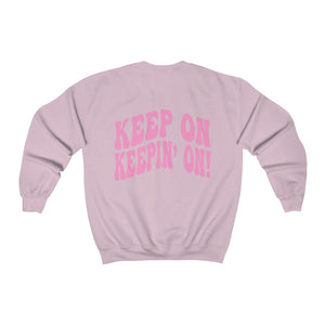 Keep On Keepin' On Smiley Face Sweatshirt Oversized CrewNeck Sweatshirt Retro y2k style, positive words on back, gift for vsco girl clothes