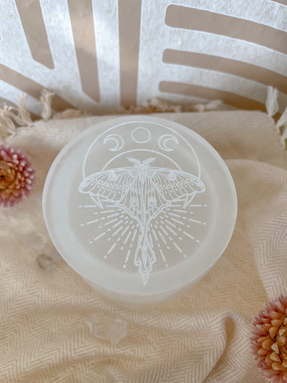 "Luna Moth" Selenite Jewelry Trinket Box - Fractalista Designs
