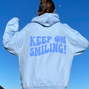 Retro Smiley Face "Keep on Smiling" oversized hoodie hooded sweatshirt