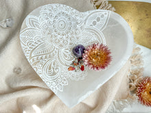"Henna Prayer" Heart-Shaped Selenite Offering Bowl Jewelry Trinket Dish Mother's Day Gift