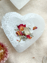 "Henna Prayer" Heart-Shaped Selenite Offering Bowl Jewelry Trinket Dish Mother's Day Gift