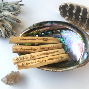 Set of 4 "Guidance" Etched Palo Santo