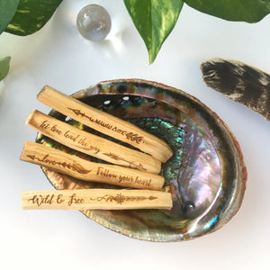 Set of 4 "Guidance" Etched Palo Santo
