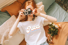 Pisces Oversized Retro Rainbow Astrology Shirt,  Pisces Birthday gifts for Pisces Woman, Pisces Astrology Zodiac gifts, Horoscope tee shirt, Zodiac Shirt