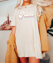 Pisces Oversized Retro Rainbow Astrology Shirt,  Pisces Birthday gifts for Pisces Woman, Pisces Astrology Zodiac gifts, Horoscope tee shirt, Zodiac Shirt