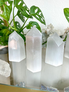 High Gloss Satin Spar Selenite Crystal Tower Point Decor Gift Home Decor