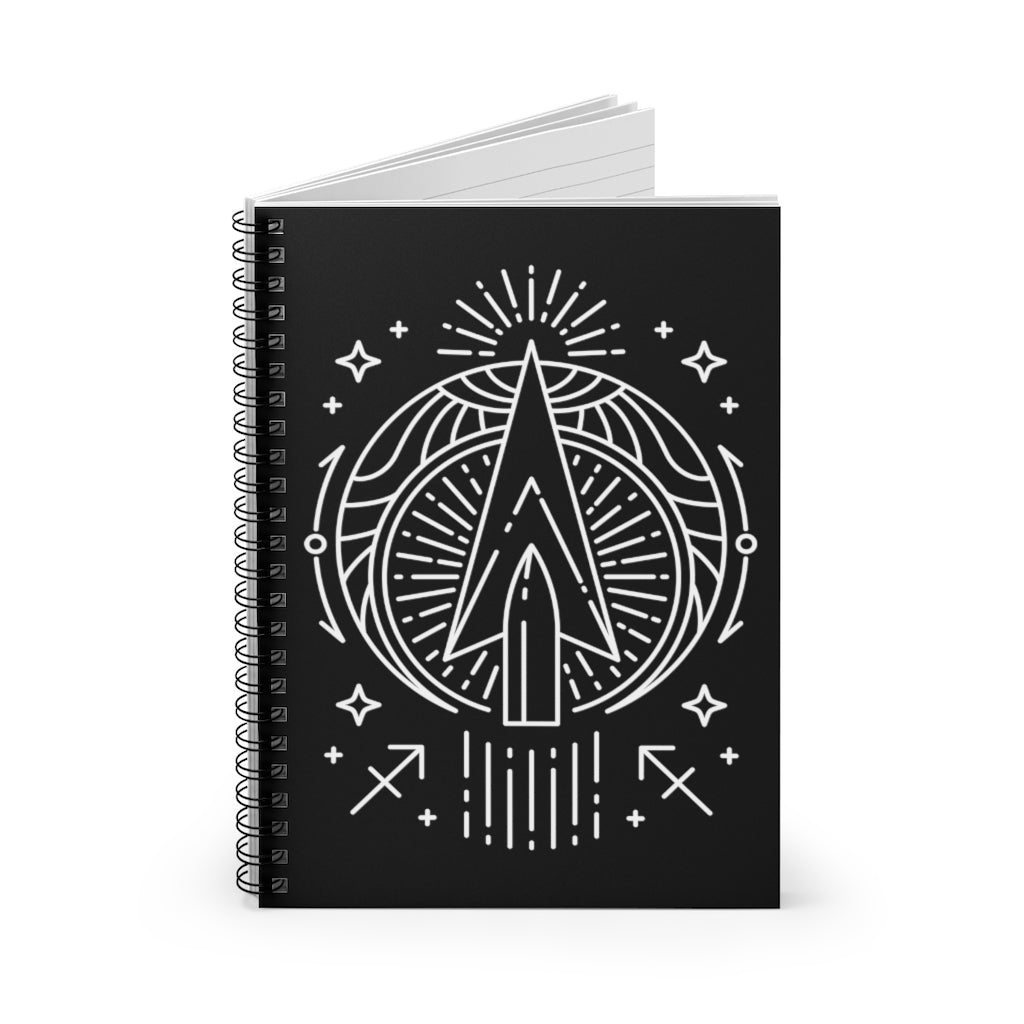 Sagittarius Arrow Zodiac Astrology "Intent" Spiral Notebook - Ruled Line - Fractalista Designs
