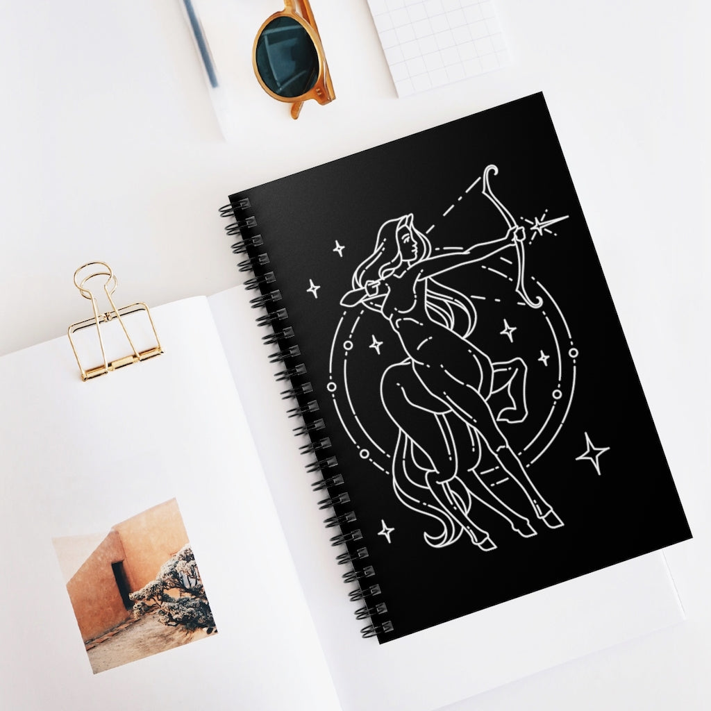 Sagittarius Centaur Zodiac Astrology Goddess "Aspire" Spiral Notebook - Ruled Line - Fractalista Designs