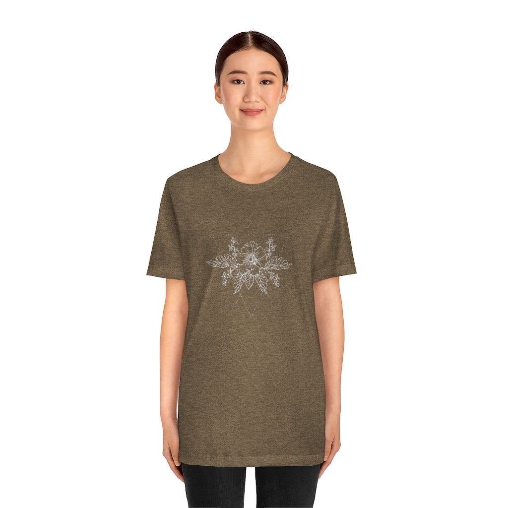 Anemone Simple Flower Geometric Tattoo Design "Wild Geometry" Unisex Jersey Short Sleeve Tee - Fractalista Designs